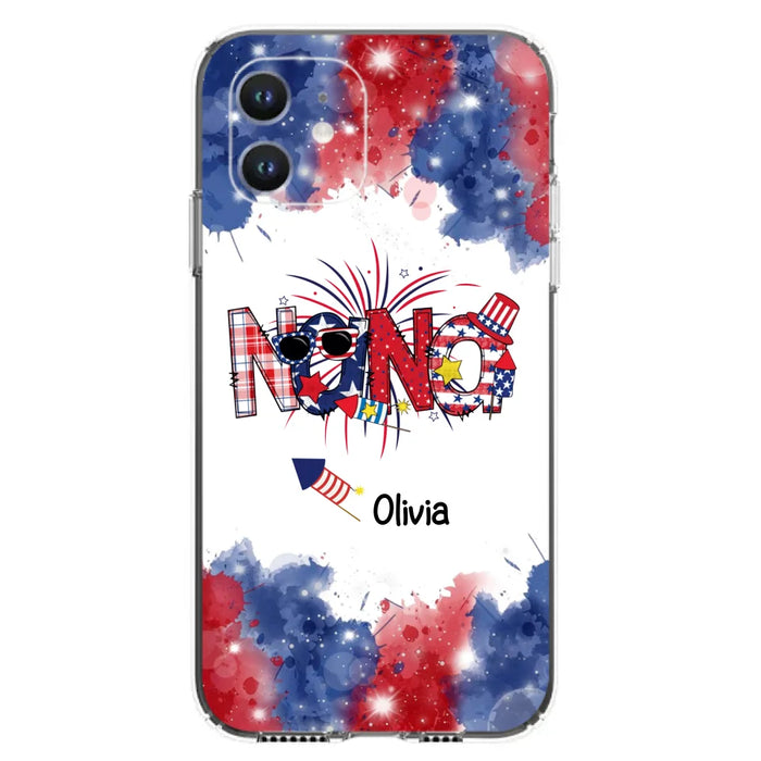 Custom Personalized Grandma Phone Case - 4th of July Mimi Phone Case With Child Names - Up To 10 Children - Gift Idea For Grandma - Cases For Iphone And Samsung