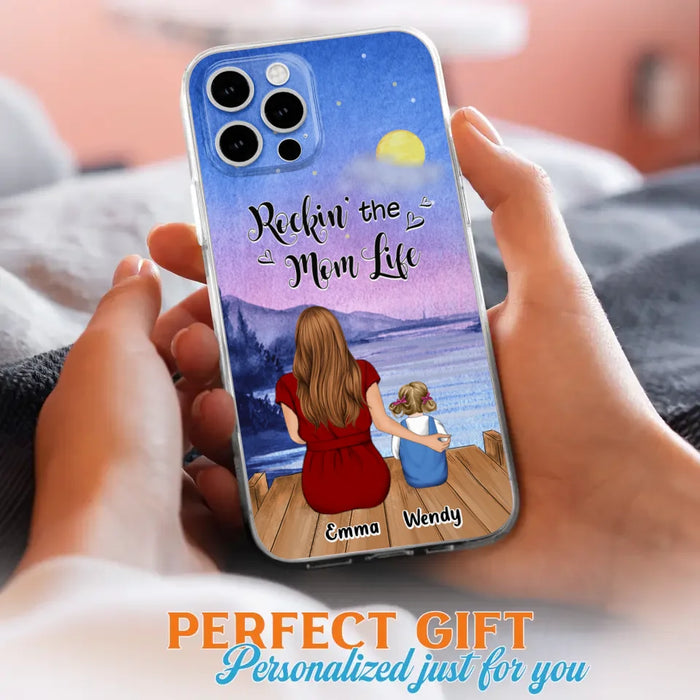 Custom Personalized Mom Phone Case - Mom With Upto 5 Children - Best Gift For Mother's Day/Family - Rockin' The Mom Life - Case for iPhone/Samsung