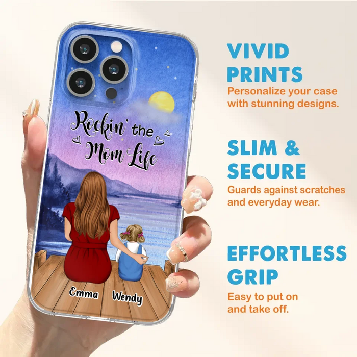 Custom Personalized Mom Phone Case - Mom With Upto 5 Children - Best Gift For Mother's Day/Family - Rockin' The Mom Life - Case for iPhone/Samsung