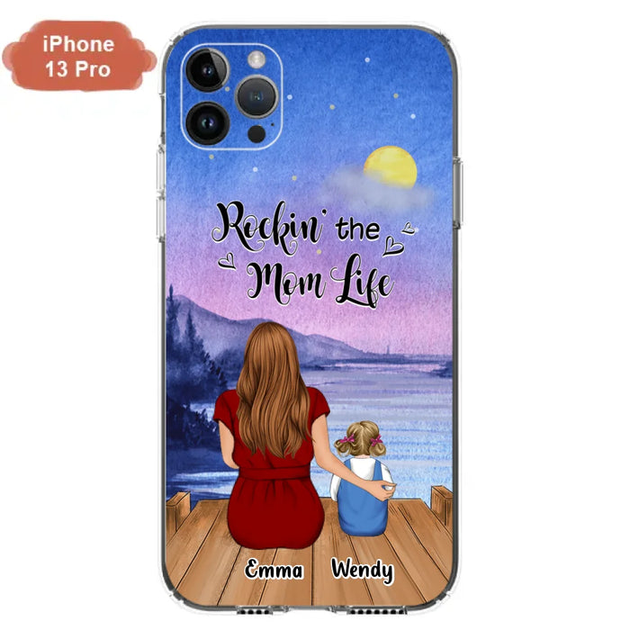 Custom Personalized Mom Phone Case - Mom With Upto 5 Children - Best Gift For Mother's Day/Family - Rockin' The Mom Life - Case for iPhone/Samsung