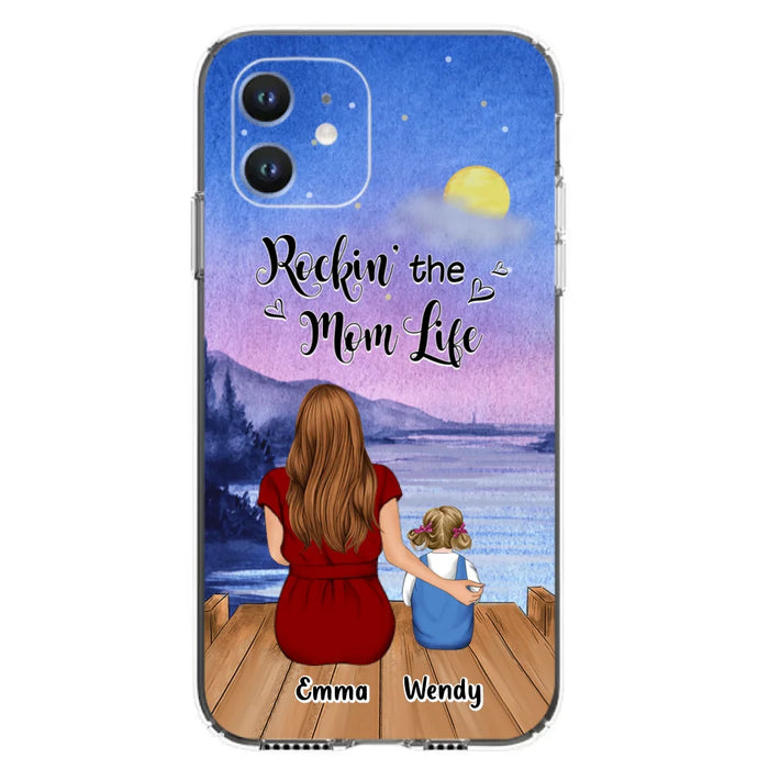 Custom Personalized Mom Phone Case - Mom With Upto 5 Children - Best Gift For Mother's Day/Family - Rockin' The Mom Life - Case for iPhone/Samsung