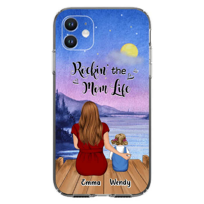 Custom Personalized Mom Phone Case - Mom With Upto 5 Children - Best Gift For Mother's Day/Family - Rockin' The Mom Life - Case for iPhone/Samsung