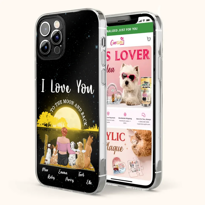 Custom Personalized Girl & Pet Moon Light iPhone & Samsung Case - Gift Idea For Pet Lover with up 5 Pets - I Love You To The Moon and Back