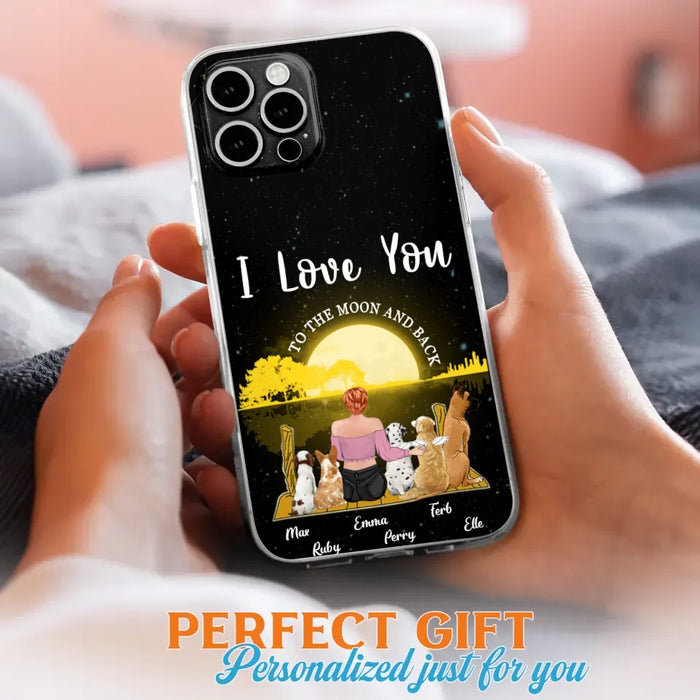 Custom Personalized Girl & Pet Moon Light iPhone & Samsung Case - Gift Idea For Pet Lover with up 5 Pets - I Love You To The Moon and Back