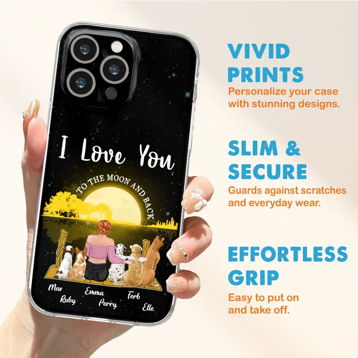 Custom Personalized Girl & Pet Moon Light iPhone & Samsung Case - Gift Idea For Pet Lover with up 5 Pets - I Love You To The Moon and Back