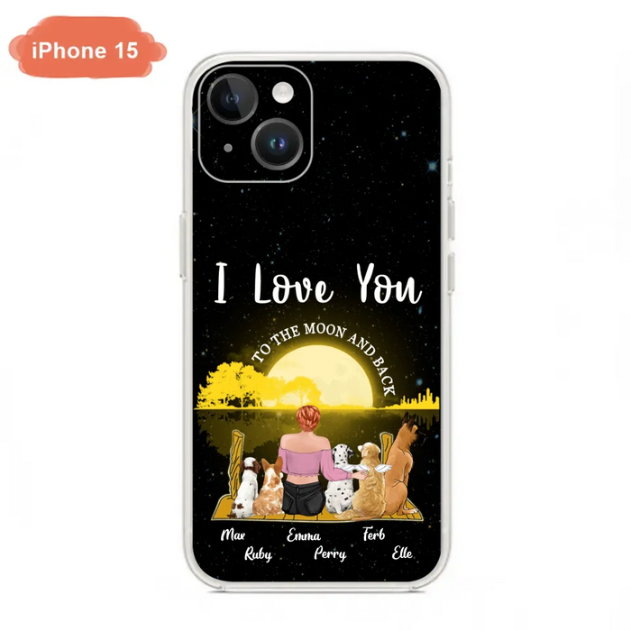 Custom Personalized Girl & Pet Moon Light iPhone & Samsung Case - Gift Idea For Pet Lover with up 5 Pets - I Love You To The Moon and Back