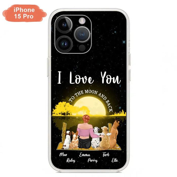 Custom Personalized Girl & Pet Moon Light iPhone & Samsung Case - Gift Idea For Pet Lover with up 5 Pets - I Love You To The Moon and Back