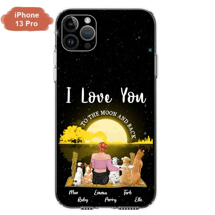 Custom Personalized Girl & Pet Moon Light iPhone & Samsung Case - Gift Idea For Pet Lover with up 5 Pets - I Love You To The Moon and Back