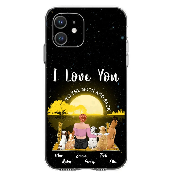 Custom Personalized Girl & Pet Moon Light iPhone & Samsung Case - Gift Idea For Pet Lover with up 5 Pets - I Love You To The Moon and Back