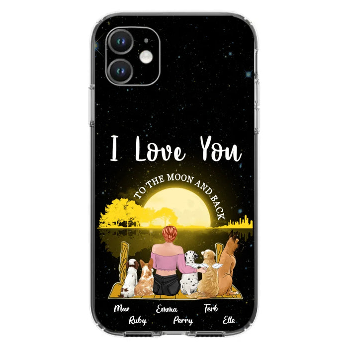 Custom Personalized Girl & Pet Moon Light iPhone & Samsung Case - Gift Idea For Pet Lover with up 5 Pets - I Love You To The Moon and Back