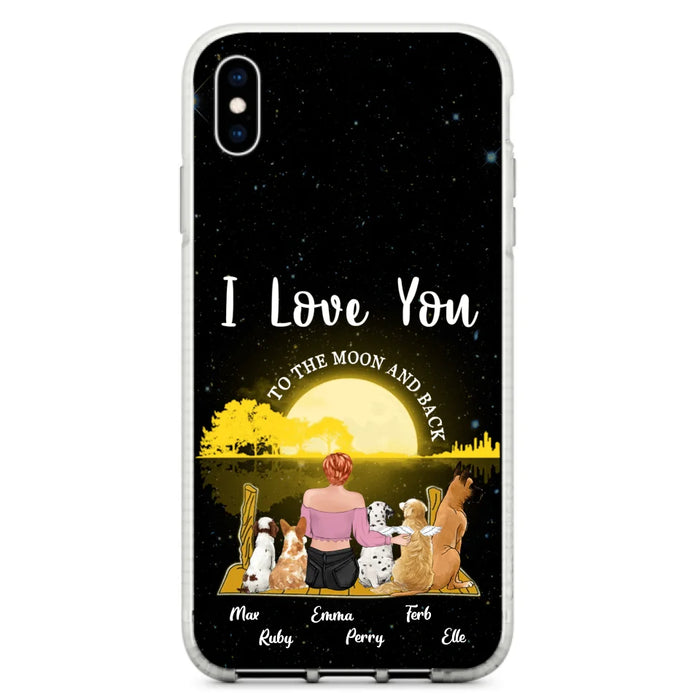 Custom Personalized Girl & Pet Moon Light iPhone & Samsung Case - Gift Idea For Pet Lover with up 5 Pets - I Love You To The Moon and Back