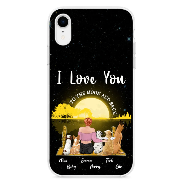 Custom Personalized Girl & Pet Moon Light iPhone & Samsung Case - Gift Idea For Pet Lover with up 5 Pets - I Love You To The Moon and Back