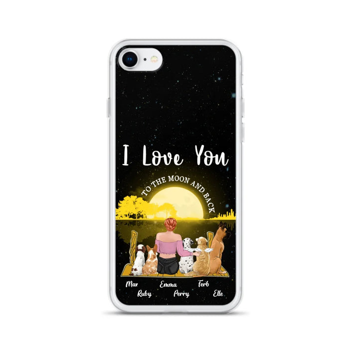 Custom Personalized Girl & Pet Moon Light iPhone & Samsung Case - Gift Idea For Pet Lover with up 5 Pets - I Love You To The Moon and Back