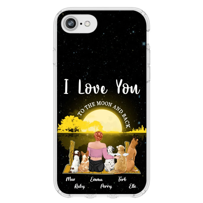 Custom Personalized Girl & Pet Moon Light iPhone & Samsung Case - Gift Idea For Pet Lover with up 5 Pets - I Love You To The Moon and Back