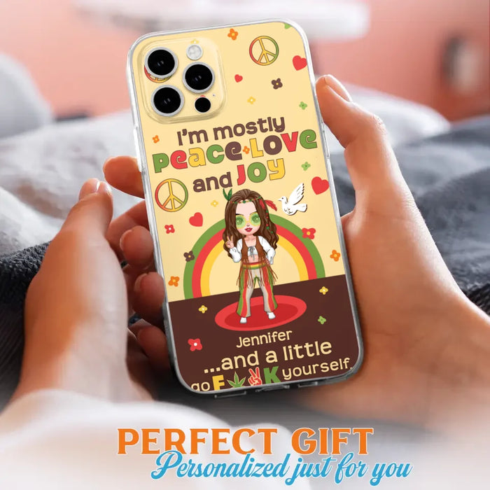 Custom Personalized Chibi Girl Case for iPhone/ Samsung - Gift Idea For Best Friend - I'm Mostly Peace Love and Joy