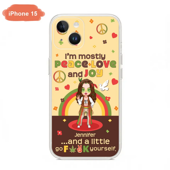 Custom Personalized Chibi Girl Case for iPhone/ Samsung - Gift Idea For Best Friend - I'm Mostly Peace Love and Joy