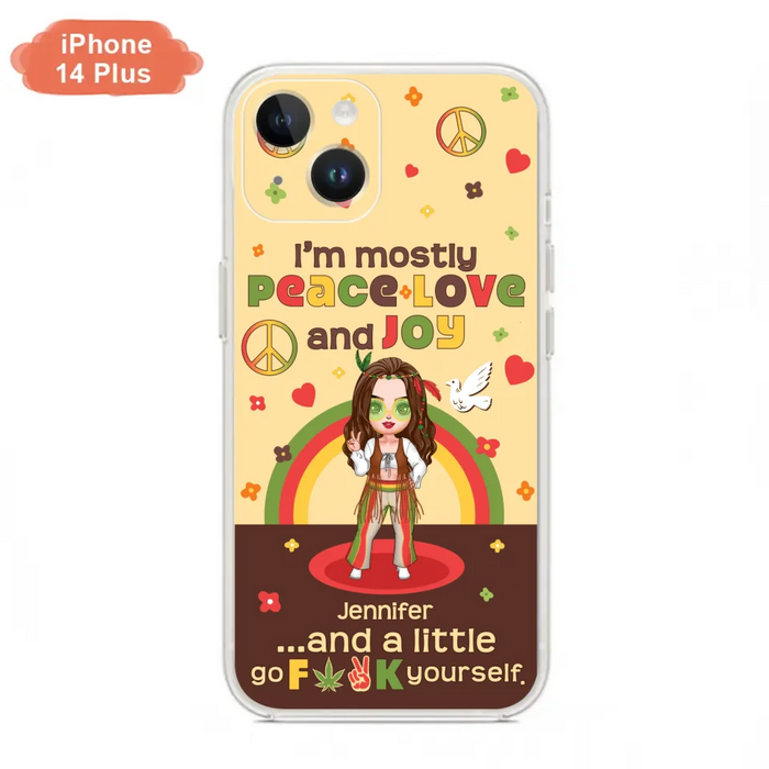 Custom Personalized Chibi Girl Case for iPhone/ Samsung - Gift Idea For Best Friend - I'm Mostly Peace Love and Joy