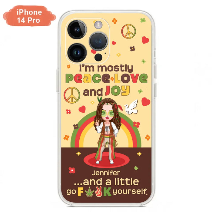 Custom Personalized Chibi Girl Case for iPhone/ Samsung - Gift Idea For Best Friend - I'm Mostly Peace Love and Joy