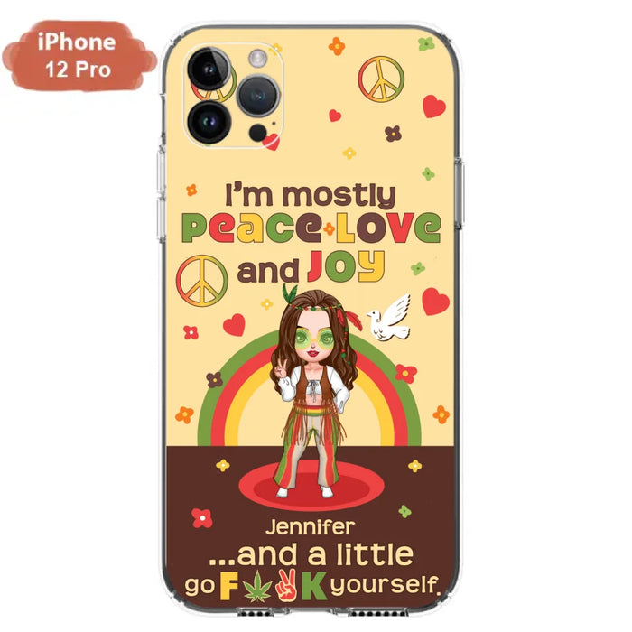 Custom Personalized Chibi Girl Case for iPhone/ Samsung - Gift Idea For Best Friend - I'm Mostly Peace Love and Joy