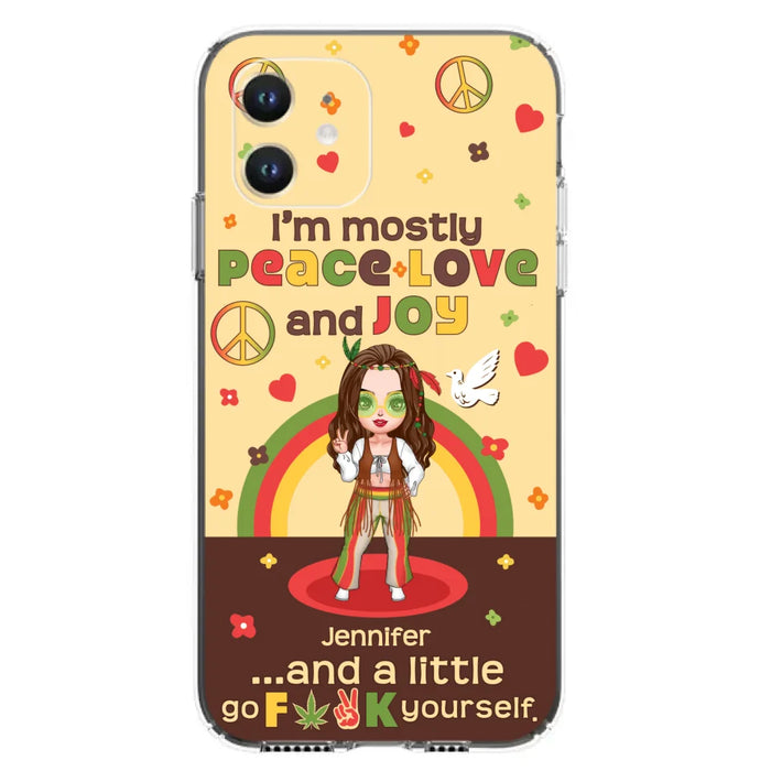 Custom Personalized Chibi Girl Case for iPhone/ Samsung - Gift Idea For Best Friend - I'm Mostly Peace Love and Joy