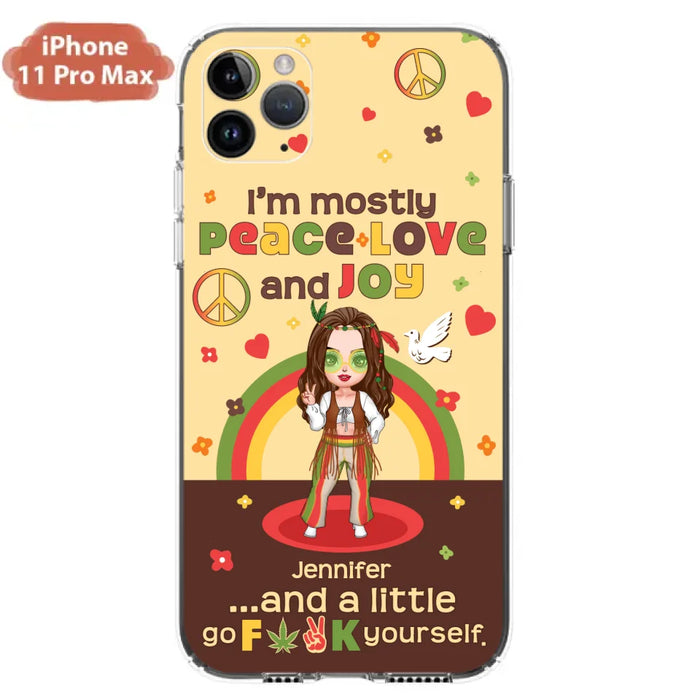 Custom Personalized Chibi Girl Case for iPhone/ Samsung - Gift Idea For Best Friend - I'm Mostly Peace Love and Joy