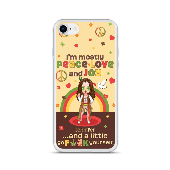 Custom Personalized Chibi Girl Case for iPhone/ Samsung - Gift Idea For Best Friend - I'm Mostly Peace Love and Joy