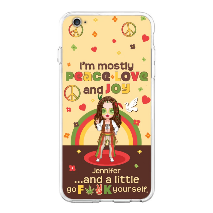 Custom Personalized Chibi Girl Case for iPhone/ Samsung - Gift Idea For Best Friend - I'm Mostly Peace Love and Joy