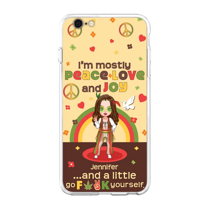 Custom Personalized Chibi Girl Case for iPhone/ Samsung - Gift Idea For Best Friend - I'm Mostly Peace Love and Joy