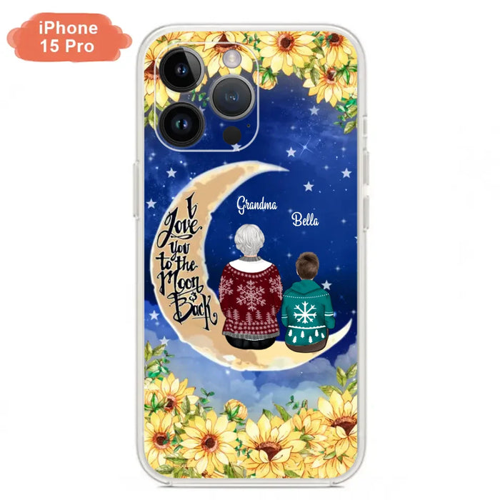 Custom Personalized Grandma & Grandchilds Sitting On Moon Phone Case - Upto 3 Kids - Gift Idea For Grandma - I Love You To The Moon And Back - Cases For iPhone & Samsung