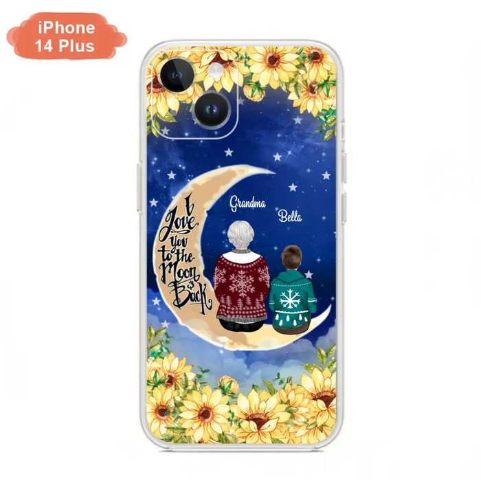 Custom Personalized Grandma & Grandchilds Sitting On Moon Phone Case - Upto 3 Kids - Gift Idea For Grandma - I Love You To The Moon And Back - Cases For iPhone & Samsung