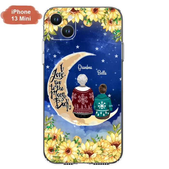 Custom Personalized Grandma & Grandchilds Sitting On Moon Phone Case - Upto 3 Kids - Gift Idea For Grandma - I Love You To The Moon And Back - Cases For iPhone & Samsung