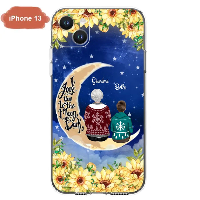 Custom Personalized Grandma & Grandchilds Sitting On Moon Phone Case - Upto 3 Kids - Gift Idea For Grandma - I Love You To The Moon And Back - Cases For iPhone & Samsung