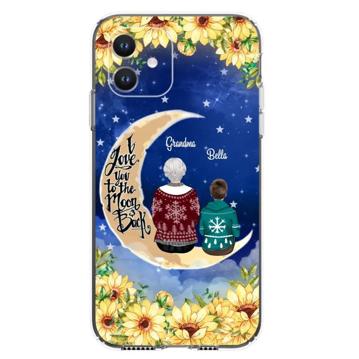 Custom Personalized Grandma & Grandchilds Sitting On Moon Phone Case - Upto 3 Kids - Gift Idea For Grandma - I Love You To The Moon And Back - Cases For iPhone & Samsung