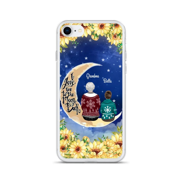 Custom Personalized Grandma & Grandchilds Sitting On Moon Phone Case - Upto 3 Kids - Gift Idea For Grandma - I Love You To The Moon And Back - Cases For iPhone & Samsung