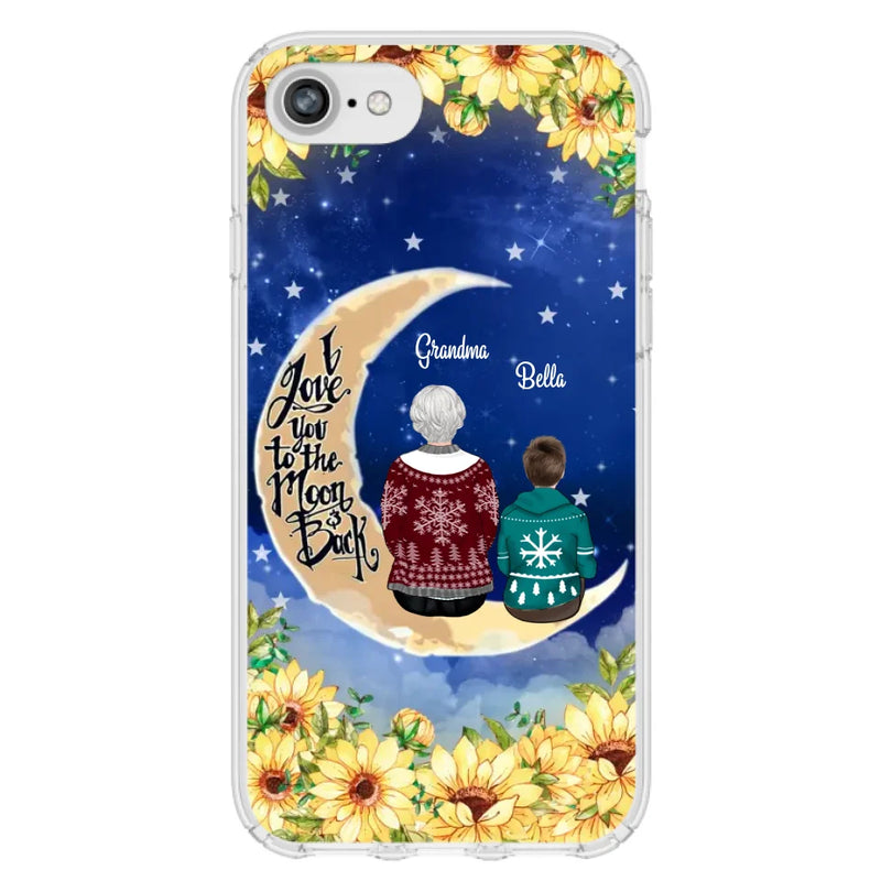 Personalized Grandma & Grandchilds Sitting On Moon Phone Case - Up to 3 Kids - Gift Idea For Grandma - I Love You To The Moon And Back - Cases For iPhone & Samsung