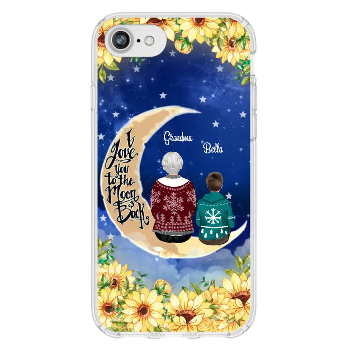 Custom Personalized Grandma & Grandchilds Sitting On Moon Phone Case - Upto 3 Kids - Gift Idea For Grandma - I Love You To The Moon And Back - Cases For iPhone & Samsung