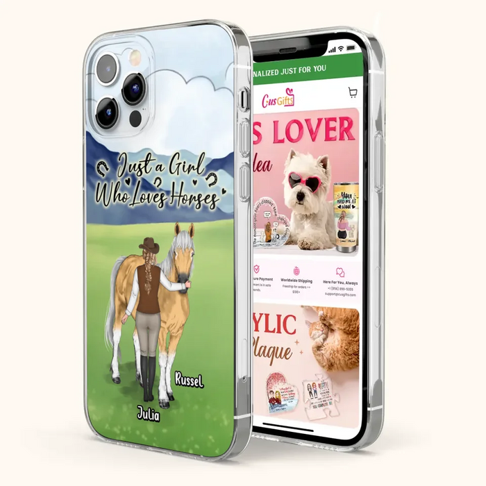 Custom Personalized Horse Girl Phone Case - Gift Idea For Horse Lovers/Horse Owners - Just A Girl Who Loves Horses - Case For iPhone & Samsung