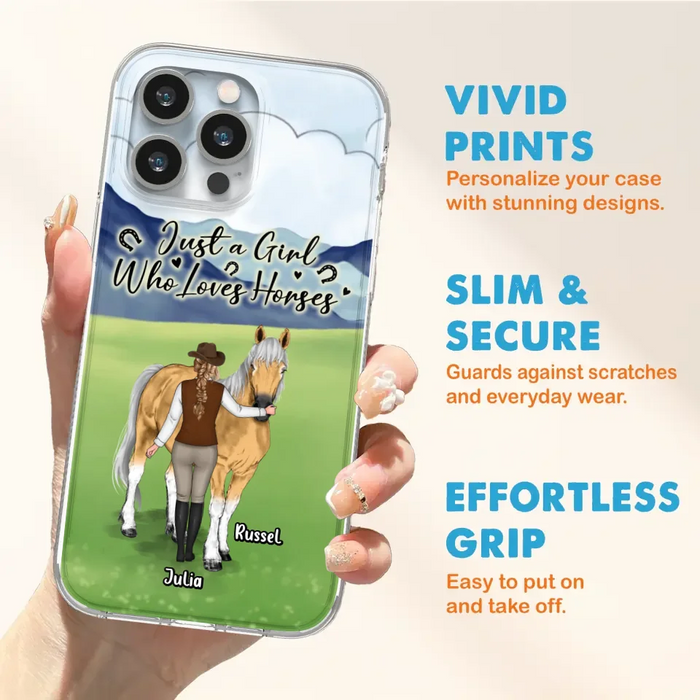 Custom Personalized Horse Girl Phone Case - Gift Idea For Horse Lovers/Horse Owners - Just A Girl Who Loves Horses - Case For iPhone & Samsung