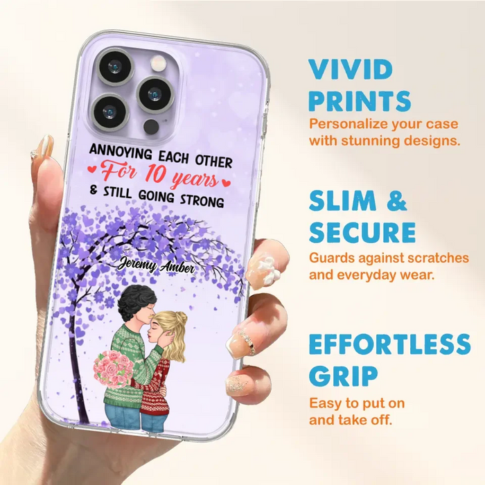 Custom Personalized Couple Kissing Phone Case - Gift Idea For Couple/Lovers - Annoying Each Other For 10 Years & Still Going Strong - Cases For iPhone & Samsung