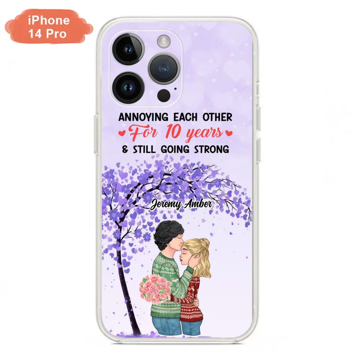 Custom Personalized Couple Kissing Phone Case - Gift Idea For Couple/Lovers - Annoying Each Other For 10 Years & Still Going Strong - Cases For iPhone & Samsung