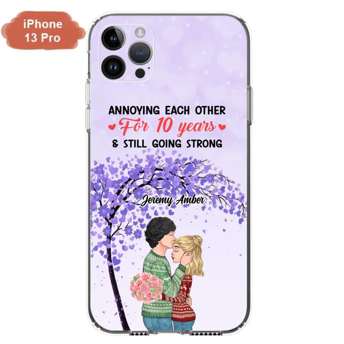 Custom Personalized Couple Kissing Phone Case - Gift Idea For Couple/Lovers - Annoying Each Other For 10 Years & Still Going Strong - Cases For iPhone & Samsung