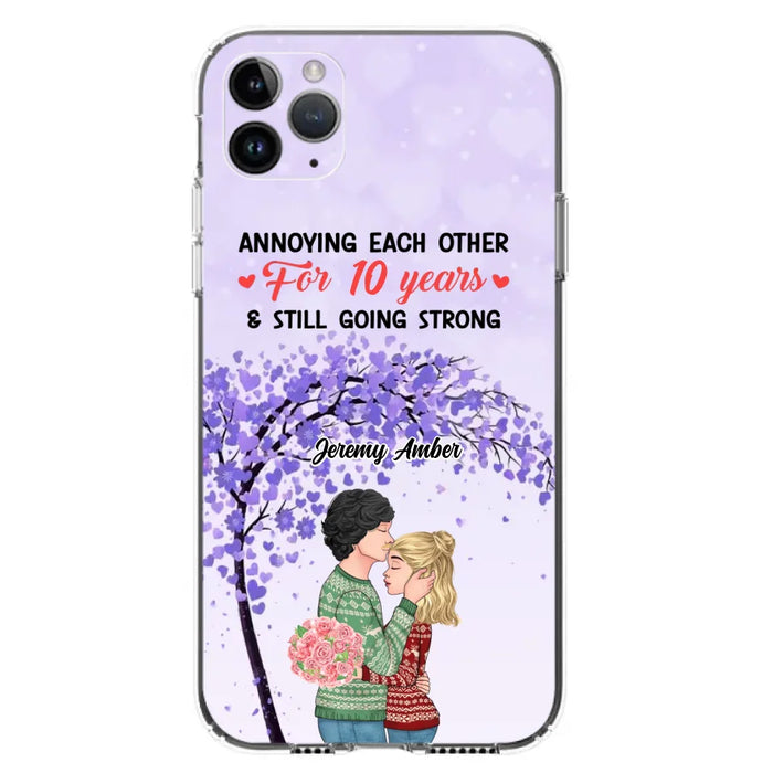 Custom Personalized Couple Kissing Phone Case - Gift Idea For Couple/Lovers - Annoying Each Other For 10 Years & Still Going Strong - Cases For iPhone & Samsung