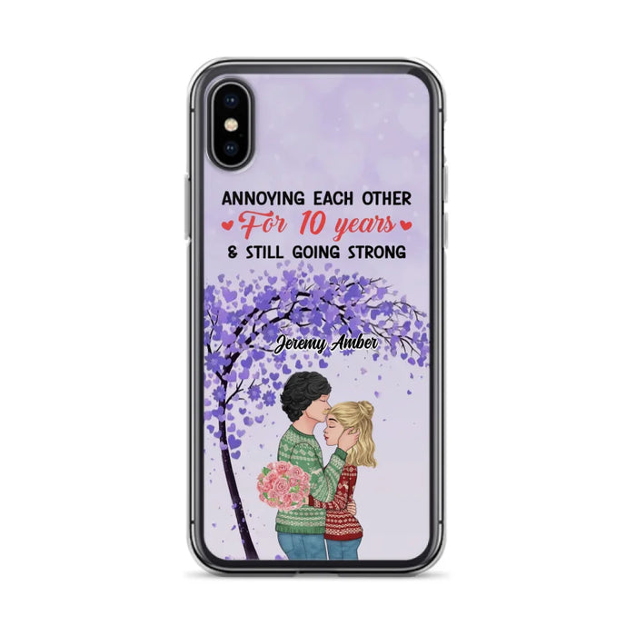 Custom Personalized Couple Kissing Phone Case - Gift Idea For Couple/Lovers - Annoying Each Other For 10 Years & Still Going Strong - Cases For iPhone & Samsung