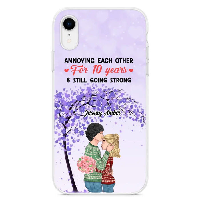 Custom Personalized Couple Kissing Phone Case - Gift Idea For Couple/Lovers - Annoying Each Other For 10 Years & Still Going Strong - Cases For iPhone & Samsung