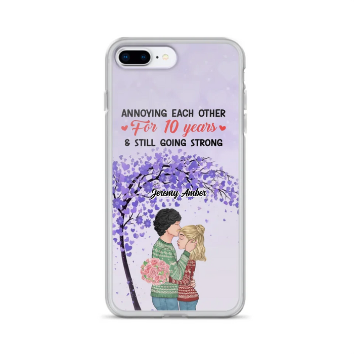 Custom Personalized Couple Kissing Phone Case - Gift Idea For Couple/Lovers - Annoying Each Other For 10 Years & Still Going Strong - Cases For iPhone & Samsung