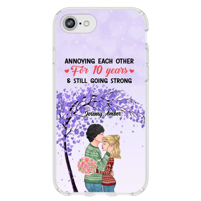 Custom Personalized Couple Kissing Phone Case - Gift Idea For Couple/Lovers - Annoying Each Other For 10 Years & Still Going Strong - Cases For iPhone & Samsung