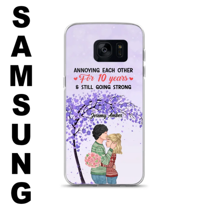 Custom Personalized Couple Kissing Phone Case - Gift Idea For Couple/Lovers - Annoying Each Other For 10 Years & Still Going Strong - Cases For iPhone & Samsung