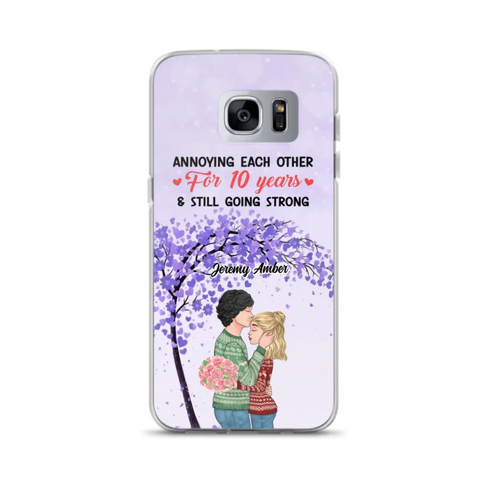 Custom Personalized Couple Kissing Phone Case - Gift Idea For Couple/Lovers - Annoying Each Other For 10 Years & Still Going Strong - Cases For iPhone & Samsung