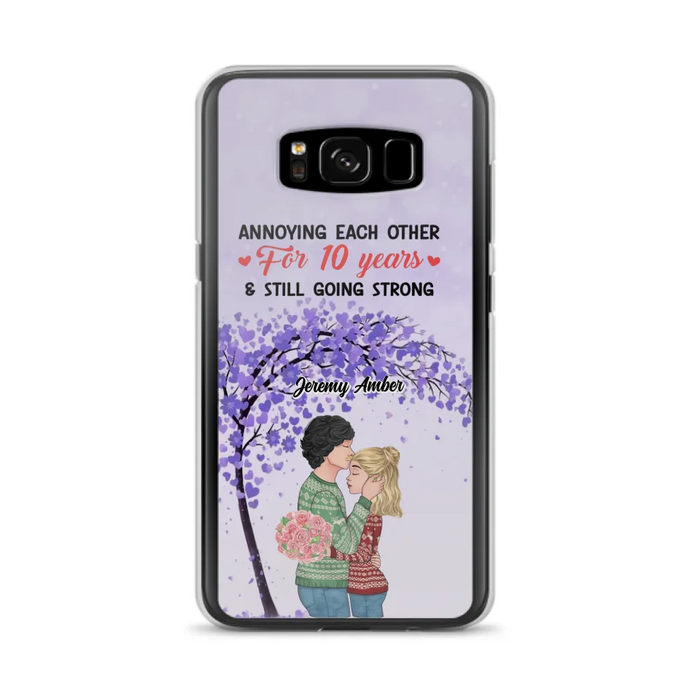 Custom Personalized Couple Kissing Phone Case - Gift Idea For Couple/Lovers - Annoying Each Other For 10 Years & Still Going Strong - Cases For iPhone & Samsung