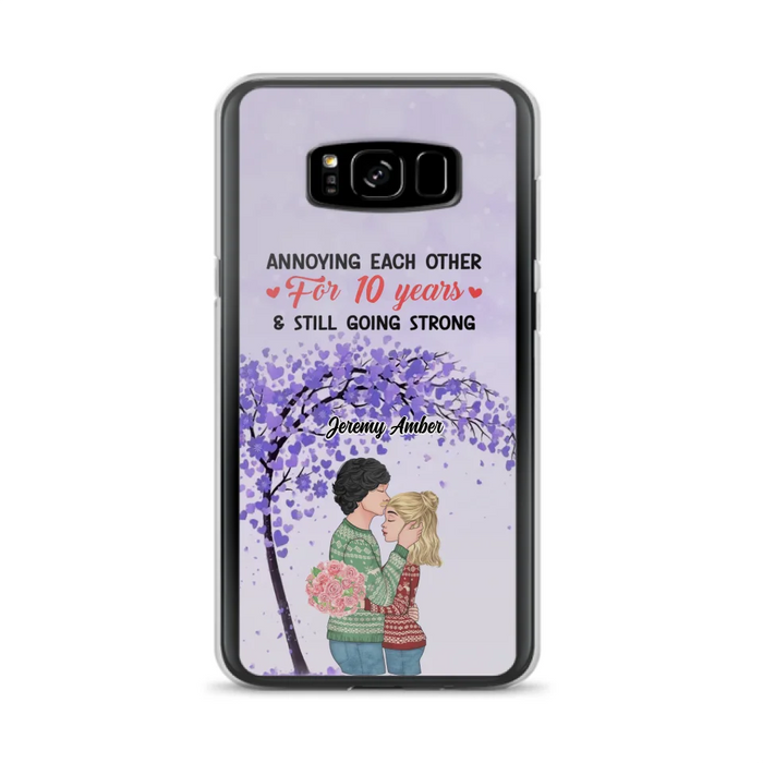 Custom Personalized Couple Kissing Phone Case - Gift Idea For Couple/Lovers - Annoying Each Other For 10 Years & Still Going Strong - Cases For iPhone & Samsung